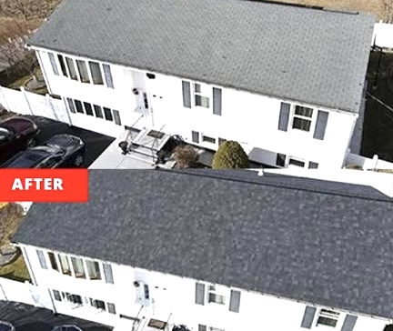 Level in Floral Park Queens Aerial, Split — East NYC Roofing project
