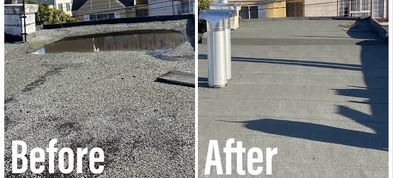 Fix in Ridgewood Queens Flat Roof, Ponding — East NYC Roofing project